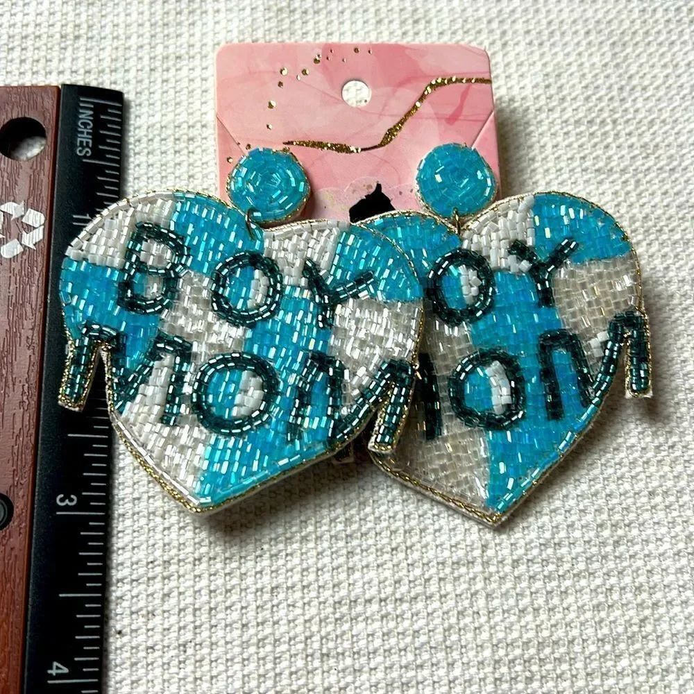 Boy Mom Seed Bead Earrings